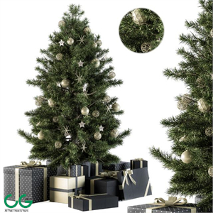 Christmas Decoration 07 - Christmas green Tree with Gift